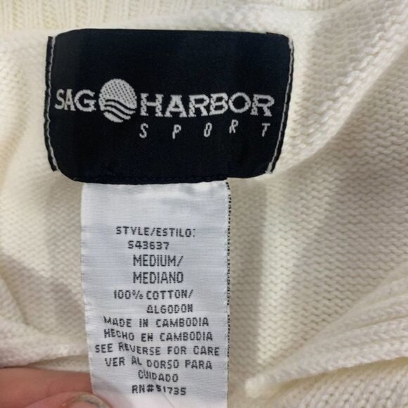 Sag Harbor Sport Womens Size Medium Cotton Sweater White - Picture 5 of 10